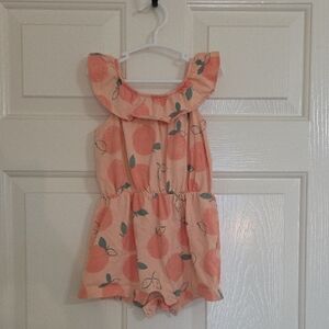 Carter's Peach Print Ruffle Romper For Toddler Girls